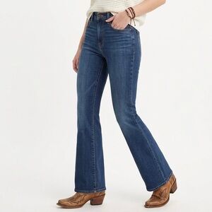 LEVI’S 726 Flare High-Rise Jean Dark Indigo 70s Vintage Revival Retro Boho Chic